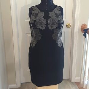 Calvin Klein black with silver flower studded dress